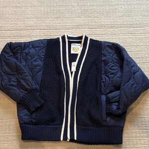 Aerie Navy and Cream Knit Cardigan